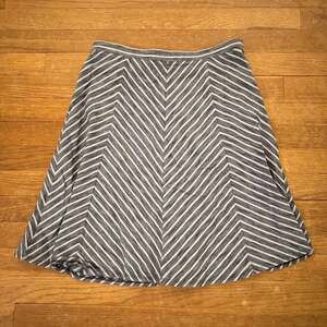 Talbots gray blue stripe knee length a-line skirt size small petite SP
 b42